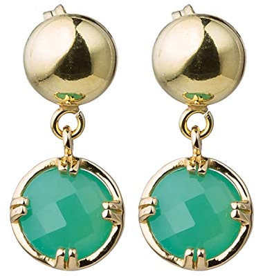 Gemshine Damen Ohrringe mit grünen Chalcedon Edelsteinen. 925 Silber oder hochwertig vergoldet - Nachhaltiger, qualitätsvoller Schmuck Made in Spain, Metall Farbe:Silber vergoldet