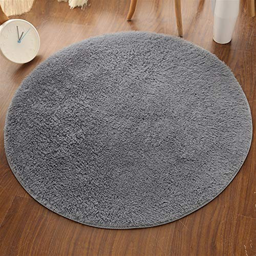 Insun Einfarbig Shaggy Teppich Hochflor Runden Teppiche Modern für Wohnzimmer Schlafzimmer Grau 110cm Durchmesser