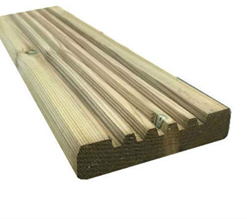 Atlantic Timber Pressure Treated Wooden Decking Board 100mm x 22mm (95mm x 19mm) (Pack of 5) (2.4m Lengths)
