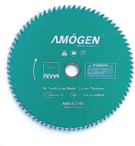 AMÖGEN Freischneiderklinge 20,3 x 80 Zähne Unkrautfresser Sägeblatt und Universal-Adapter-Set für Freischneider, Rasentrimmer und Unkrautfresser