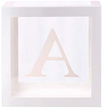 FBGood Ballon-Box zur Dekoration für Mädchen – Buchstabe quadratisch Baby Dusche Ballon Box transparent Dekoration für Geburtstagsfeier Geburtstagsfeier Dekoration zu Hause A