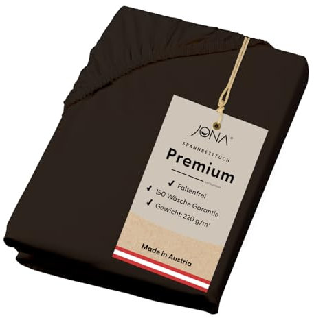 JONA SLEEP® Premium Spannbettlaken (180-200 x 200 cm) Jersey Baumwolle Schoko - 220 g/m² - ÖKO-TEX 100 zertifziert - Made in Austria