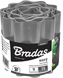 Bradas Bordure de pelouse de jardin, hauteur de 9 m, gris pierre (15 cm de haut, gris)