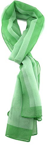 TigerTie Damen Chiffon Halstuch in hellgrün grün mit Bordüre - Größe 160 cm x 36 cm