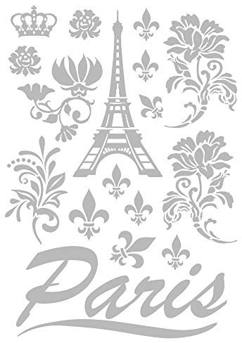 Ideen mit Herz Metallic Bügeltransfer | glänzend | DIN A4 | Textilien wie T-Shirts & Taschen mit Bügelmotiven verzieren | Bilder schnell & einfach aufbügeln | DIY Textildesign (Paris | silber)