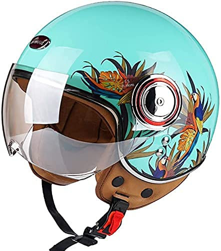 Elektro Motorrad Halbhelm Vintage Rollerhelm Damen Herren Retro Jethelm Motorradhelm ECE Zertifiziert, leicht atmungsaktiv Straßen-Sonnenschutz Mopedhelm, M-XL