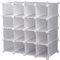 AMOS 16 Pair Interlocking Cube Shoe Storage Rack Organiser with Back Panels Space-Saving Adjustable Modular Slot Shelf Box Unit Boots Trainers Display Stand Holder (White)