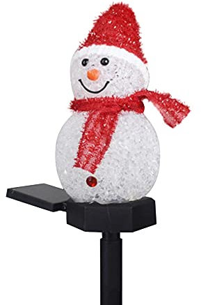 BYNYXI Weihnachtsbeleuchtung außen schneemann, LED Solarleuchten mit Erdungsstecker Solarlampen Wasserdicht Schneemann Figur 11cm Weihnachtsdeko Lampe für Außen Outdoor Rasen Terrassen Deko