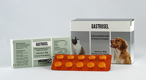 Selectavet Gastrosel | 100 Tabletten | Ergänzungsfuttermittel für Hunde und Katzen | Zur Unterstützung der physiologischen Verdauung | Mit Magnesiumoxid und Kaolinit