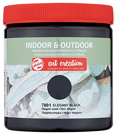 Talens Art Creation - Indoor & Outdoor Satin Gloss Paint 250 ml - Elegant Black 7001 - Versatile for Multiple Surfaces - Quick Drying - Water-Resistant - Ideal for Crafts