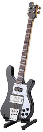 Hapivida Miniatur Gitarre Modell 20 cm Mini Klassische Gitarre Musikinstrument Modell Schwarzes Miniatur Bassgitarre Musikornamente Heimdekoration mit Ständer und Koffer