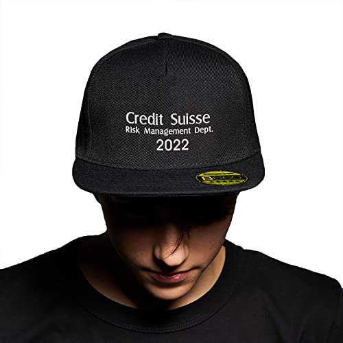 BroiderStudio Credit Suisse Risk Management Department Schwarz Hut Flacher Gipfel Verstellbar Snapback Unisex Original Bestickte Urban Logo Mütze