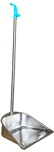 Pelle à poussière à long manche en acier inoxydable robuste de 85,1 cm pour intérieur et extérieur, pelle à poussière debout avec poignée pour la maison, le hall, le bureau, 1 pièce