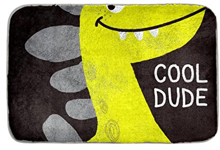 Niedlicher Dinosaurier Cool Dude Kunstfell Teppich für Wohnzimmer, Flauschiger Waschbarer Teppich für Schlafzimmer, Rechteck