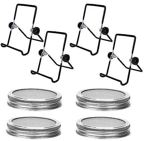 Deefongo 8-teiliges Keimglas Keimung Set Zubehör einschließlich Keimung Deckel, Glas-Halter, Sprouting Indoor-Produktion Kit, Mason jar Zubehör