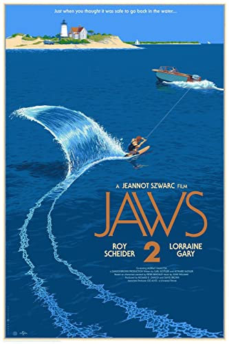 Mondo Jaws 2 jaws 2 Lauren duriuex Poster A2 - Filmkunstposter in verschiedenen Größen für Wohn- oder Schlafzimmerideen. Randlose Kultfilmbilder, klassische ikonische 70er, 80er, 90er Jahre, Vintage-