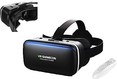 VR Brille mit kabelloser Fernbedienung, Virtual Reality Headset 3D für Handy, Anti-Blaulicht & einstellbaren Gängen, HD VR 3D Brille kompatibel mit 4.7-6.6 Zoll iPhone Android Handy