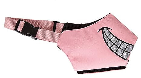 AISHANBAIHUODIAN Mit Hund Anti Soft Outdoor Cartoon Maulkorb Hunde Lustige Zähne Verstellbare Abdeckung Bequeme Passform for Mund Barriere Haustier Hund Anti Biss Bellen (Color : Pink, Size : XL)