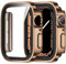 ZZDZZ [2 Pezzi Cover Compatibile con Apple Watch SE/Serie 6/Serie 5/Serie 4 40mm con Vetro Temperato, Custodia PC Rigido Anti Graffio per Apple Watch 40mm (Or Rosa+Or Rosa)
