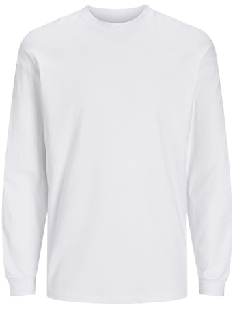 JACK & JONES Male Long Sleeve T-Shirt Plain Long Sleeve T-Shirt, White, XL
