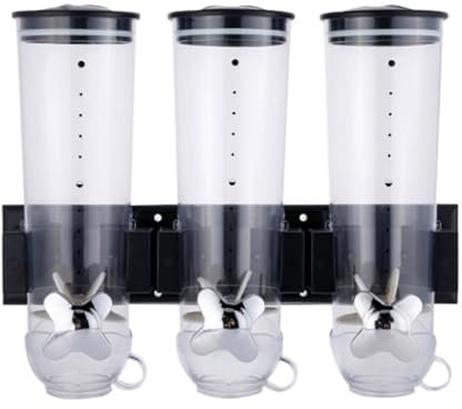 Wall Mount Dry Food Dispenser with Cups Kitchen Cereal Dispenser Small Airtight Grain Dispenser for Candy Nut Grain Rice Snack Dispensing 1 Ounce per Twist (Color : Black, Size : 5.4L)