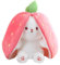 COQOYO Kuscheltier Hase in Erdbeere, Osterhase Plüschtier, Flip Plüsch Stofftier mit Reißverschluss, Kleine Süße Kawaii Kaninchen Plushie Puppe Spielzeug, Geburtstag Geschenke für Kinder, Rosa Weiß