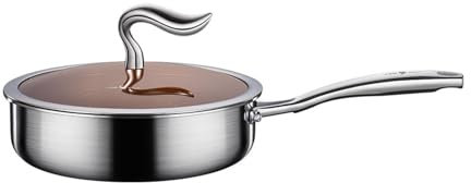 HOUSN Kupferpfanne, Kupferpfanne mit Deckel, Antihaft-Bratpfanne, Antihaftpfanne, Kupferpfanne mit Glasdeckel und kühlem Griff, Pfanne aus reinem Kupfer,26cm,Silber