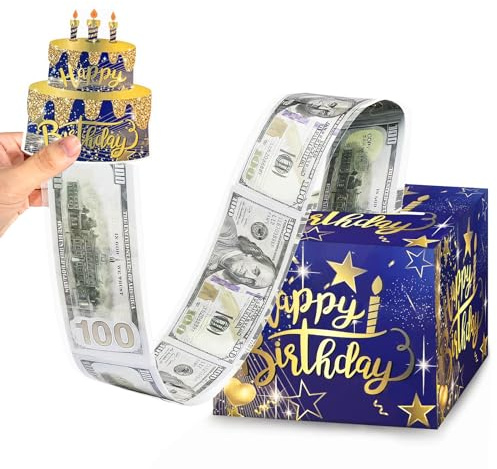Spardose für Geburtstagsgeschenke, Geldkassette zum Geburtstag, Geldzugbox, 18 Geburtstag Geschenke für Mädchen und Männer, Geburtstagsgeschenkideen, Schwarz und Blau Geburtstagsgeschenk Geschenke für