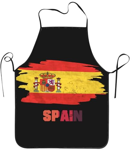 Ldsgdfst Delantal para hombres y mujeres, ajustable, gran volumen, impresión, divertido, vintage, delantales para cocina, barbacoa y parrilla, Retro Vintage España Bandera España, Talla única