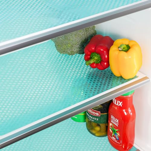 Refrigerator Liners for Shelves / 18 x 78 Refrigerator Liners Pads/Washable Fridge Liners/Roll Pack Refrigerator Mats, Drawer Liners, Clear Blue