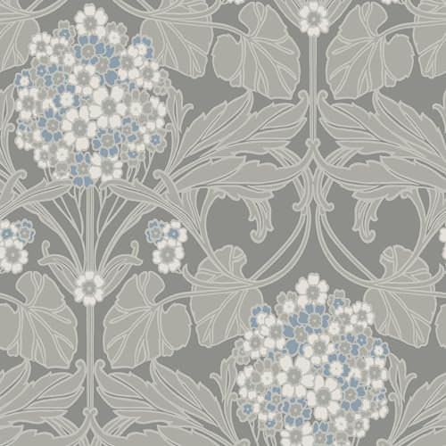 Galerie Arts and Crafts Grey/White Floral Hydrangea Wallpaper Roll