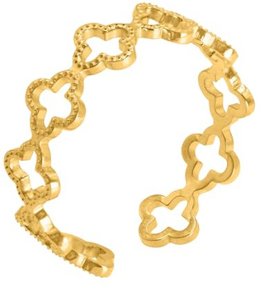 Heideman Ringe Pilus Damen - aus hochwertigem Edelstahl - silber gold rosegold farbend poliert - Damenring für Frauen - One-Size Ring mit Kleeblatt Motiv