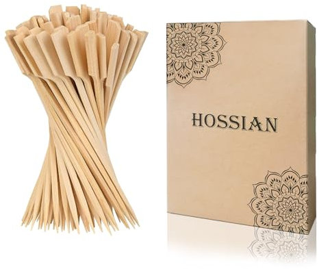 HOSSIAN 3.54 inch Bamboo Paddle Picks Skewers Toothpicks-Skewers-Sticks Grilling -Carmel Apple Bar-Chocolate Fountain for Appetiser,BBQ,Crafting and Party (9CM 200PCS)