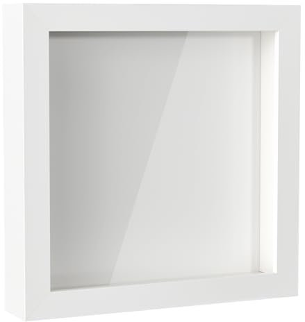 Rseuphiee Cadre 3D Profond, 20x20 cm Photo 3D à Remplir, Profondeur 3 cm, Cadre Photo en Bois, Blanc Cadre Carré, Cadre Profond avec Vitre, pour Objet pour Photos, Ouvrages d'art Souvenirs