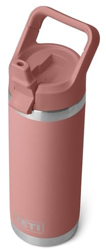 YETI Rambler C Straw Bottle, Stainless Steel Vacuum Insulated Bottle with Straw Cap, Sandstone Pink, 18 oz (532 ml)