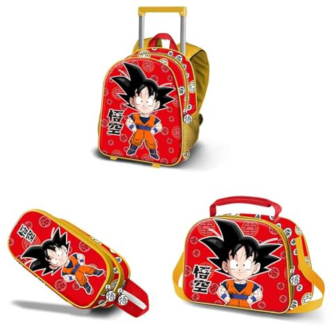 Dragon Ball Kintoun - Mochila con Ruedas Pequeña + Estuche Portatodo Doble + Merendero