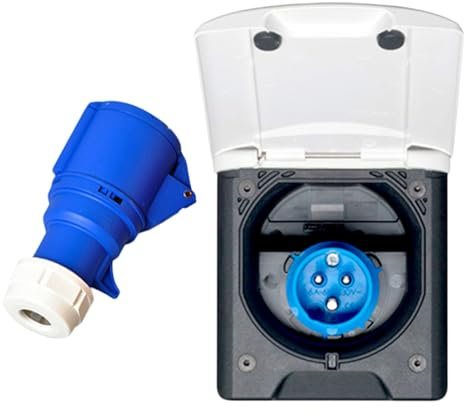 DYYOPRA Ersatzteile RV Camper 220V-240V 16A Externer bündiger Anschluss, wasserdichte Steckdose, Camper RV Externer bündiger Netzstecker und Steckdose Einfach zu ersetzen