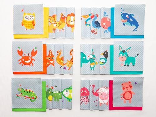 Lalikul stoffe tiere. Baumwolle Patchwork stoffepaket zum nähen. 42 verschiedene Motive. Ideal für Steppdecken, Decken und Spionage-Spiele für Kinder. Kleine Quadrate 12,7x12,7 zm.