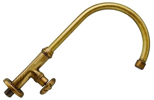 L'ARTISTICA F.LLI PERINCIOLI | Rubinetto Monoforo a Colonna Bocca Alta Girevole a Tubo Bronzato, Rubinetto in Ottone Monoforo con Canna Alta Girevole per Interno ed Esterno, 365x185mm