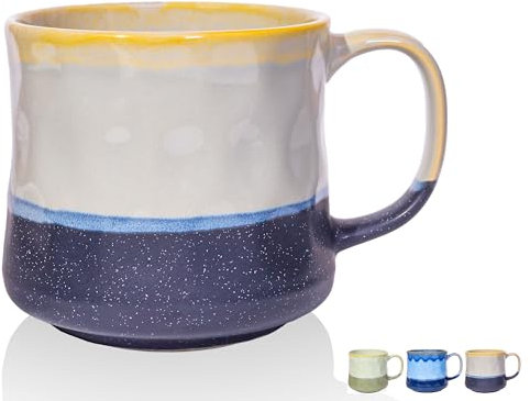 Cteahrow 21 Oz Large Ceramic Coffee Mugs with a Large Handle,Big Tea Cup for Office and Home,Microwave and Dishwasher Safe,Hot Cold Drinking (Gray)