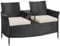 Yaheetech 2-Sitzer Polyrattan Gartenbank mit Tisch, Stabile Rattan Sitzbank 350 kg Belastbarkeit, 131×65,5×85 cm Wetterfest Balkonbank Gartenmöbel für Garten Balkon Terrasse, Schwarz-Beige