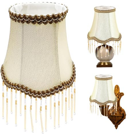 Vintage Lampenschirm, Lampenschirm E14 mit Fransen, Im Viktorianischen Stil Retro Stoff Lampenschirme für Hängelampe Tischlampe Wandlampe Nachttischlampe und Stehlampe Deko