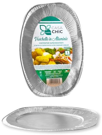 CasaChic Conteneur en aluminium, plateau moyen, 1 pièce - Assiette de service jetable en aluminium (43 x 28 x 3 cm)