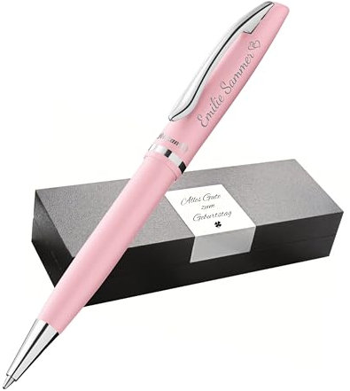 Pelikan Jazz Kugelschreiber mit Gravur Geschenk - Kugelschreiber - einzigartige Stifte mit Namen - personalisierte Geschenke zu Weihnachten - Kugelschreiber personalisiert (Pastell-Rose)