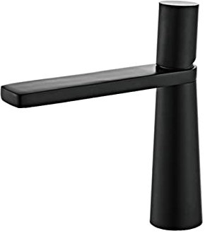Moderner Einhand-Waschtischarmatur, breiter, praktischer Wassertank-Wasserhahn mit einem Loch, Messingstruktur, Handwaschbecken-Wasserhahn, Mattschwarz