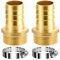 YOUNGSAY 2 Pcs Raccord de Tuyau Cannelé en Laiton, 1 Raccord Cannelé Male, Raccord Cannelé Laiton avec 2 Acier Inoxydable Tube Pince pour Tuyau/Tuyau D'eau/Tuyau de Gaz