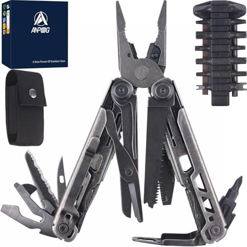Gifts for Men, Upgraded Stone Wash Multi Tool, Stainless Steel Multitools Foldable Spring Pliers with Screwdriver, Pocket Clip, Ideal for Camping, Hiking, Home Repair - Gift for Dad Father's Day Gifts