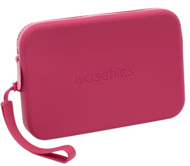 waschies Travel Bag Berry - Wasserabweisende, Elastische und Flexible Kulturtasche - Waschbare Kosmetiktasche für Make-up & Hygieneartikel, für jeden Koffer, Handtasche geeignet, 19 x 12,5 x 2 cm