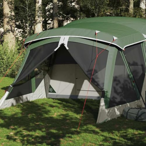 HaoChrymec Campingzelt mit Vorzelt für 4 Personen, Wasserdichtes Polyester, Abnehmbares Überzelt, Tunnelzelt, Pop Up Zelt, Garten- und Campingzelt, Grün, 515 x 370 x 220 cm