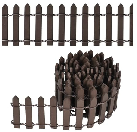 Recinzione in Miniatura, Mini Staccionata in Legno Marrone 90 x 5 cm, Fai Da Te per Giardino Delle Fate, Vasi, Micro Paesaggi, Terrari, Case Delle Bambole, Bonsai